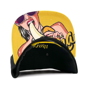 IKARUZ Banana Snapback in Gelb aus Alcantara, Frontansicht